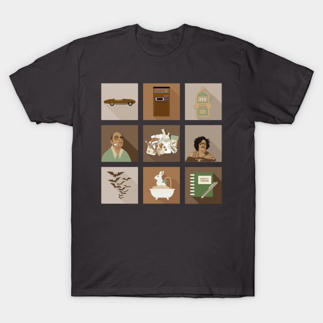 Fear and Loathing in Las Vegas Tribute: 9 Iconic Scenes Reimagined T-Shirt by Boogosh